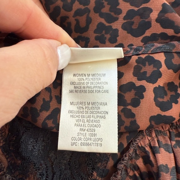 Secret Treasures Lingerie Sleepwear Nightgown Size Medium Leopard Slip Chemise - Picture 3 of 7